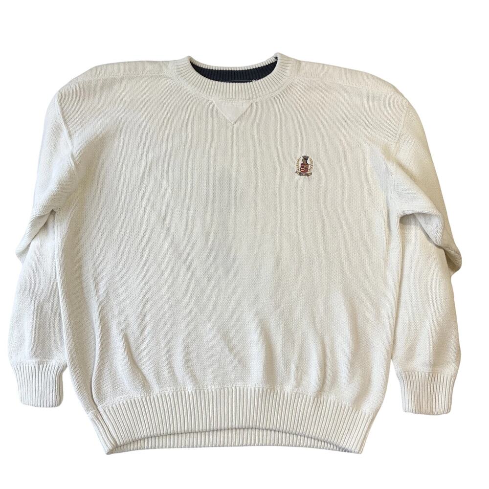 Woods & Gray Men Sweatshirt Size L White Crest Embroidery Long Sleeve Crew Neck
